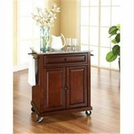 BETTERBEDS Crosley Furniture Solid Granite Top Portable Kitchen Cart-Island in Vintage Mahogany Finish BE96693